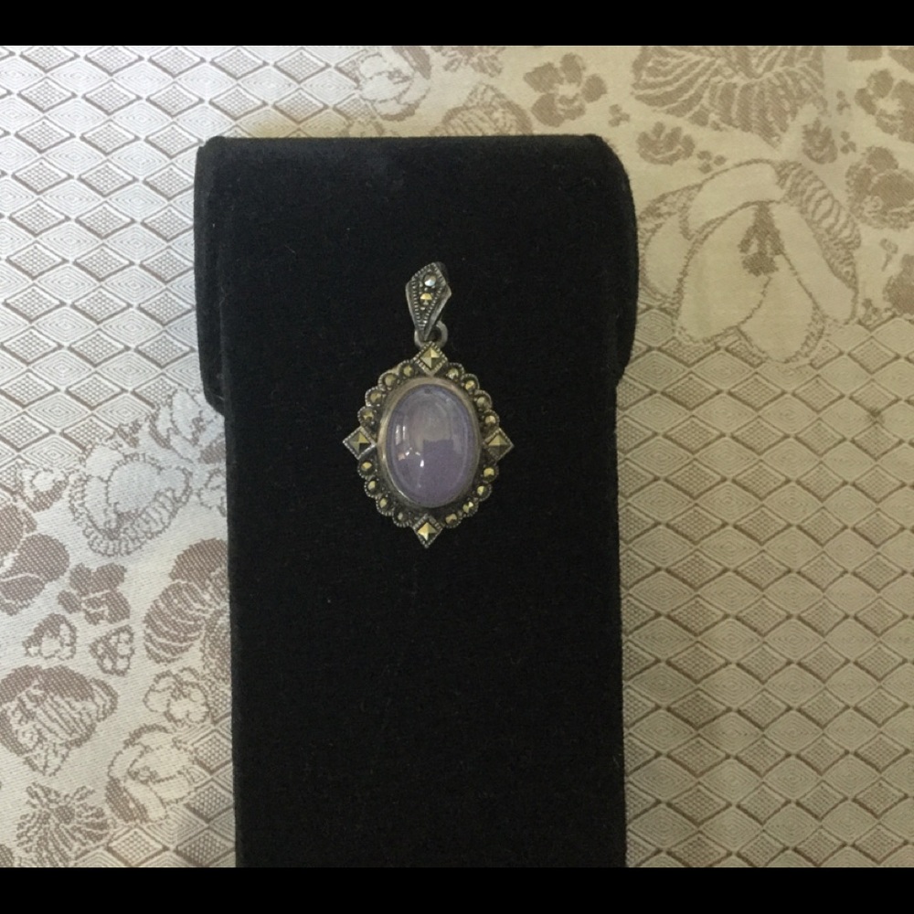Lavender jade marcasite  pendant